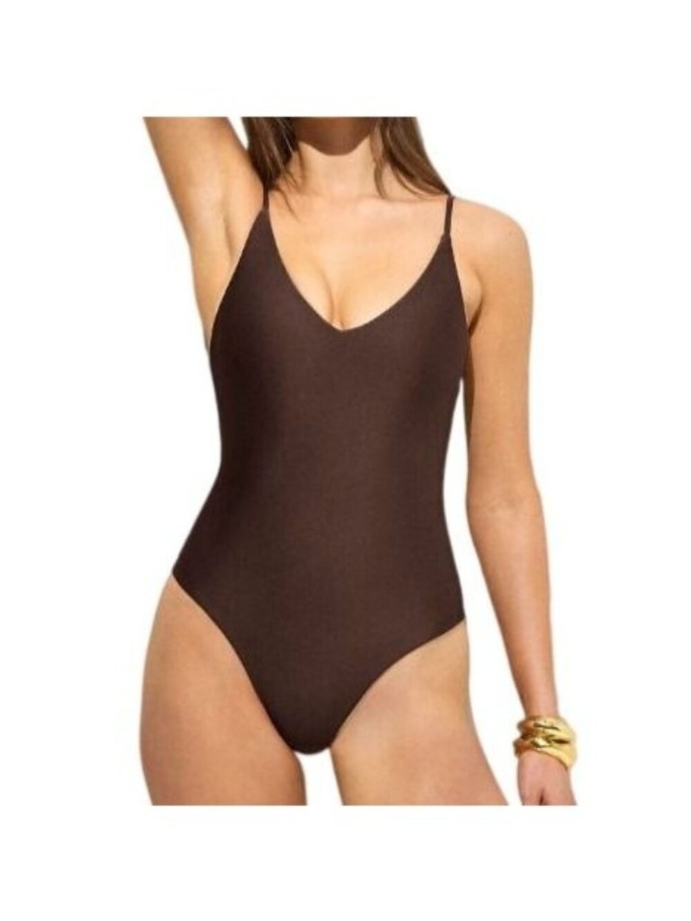 NWT J.Crew Lana One-Piece Swimsuit Women's Sz 6 Classic Sculpt Brown V-Neck